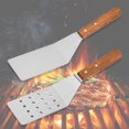 thumbnail image 1 of Espátula para parrilla de huevos de pescado, espátula de acero inoxidable para Wok, parte superior plana, para cocinar barbacoa, 2 uds., 1 of 8