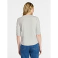 thumbnail image 4 of Time and Tru Women's Ruched Elbow Sleeve Tee, Sizes XS-XXXL, 4 of 6