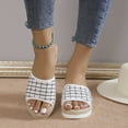 thumbnail image 2 of Nrmvnmi Women's Wedge Slipper Open Toe Summer Plus Size Mesh Fabric Wedge Sandals Comfortable Sandals White Mothers Day Gifts, 2 of 9