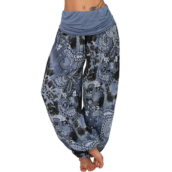 Womens Plus Size Boho Baggy Harem Pants Indian Aladdin Hippy Gypsy Yoga Trousers
