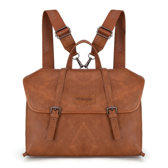 Wrangler Backpack Purse for Women Vegan Leather Fashion Anti Theft Convertible Backpack with Adjustable Strap, Brown