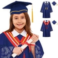 thumbnail image 2 of Yiyuu Girls Academic Graduation Outfit Set Navy Blue Graduation Gown with Tassel Cap for Ceremony, 2 of 6