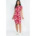 thumbnail image 2 of Saronite Tie-dye Printed Bodycon Short Sleeve Knee Length Dress, Burgundy (Women's), 2 of 5