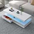 thumbnail image 3 of NEW 51.2 inch Coffee Table with Storage, Modern Center Table with 2 Drawers and Display Shelves, Accent Furniture with LED Lights for Living Room,White, 3 of 10