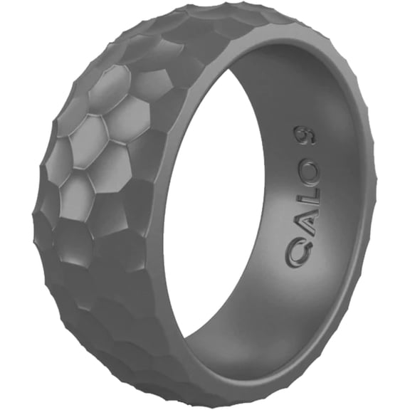 QALO Men's Grey Steel Forged Silicone Ring – Durable Wedding Bands with Flexible Comfortable Fit – Skin-Friendly and Lightweight Design – Size 10
