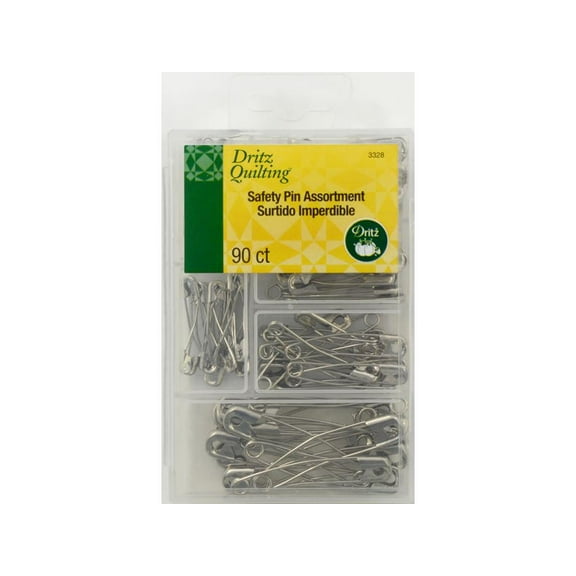 Dritz Quilting Curved Safety Pin Astd 90pc