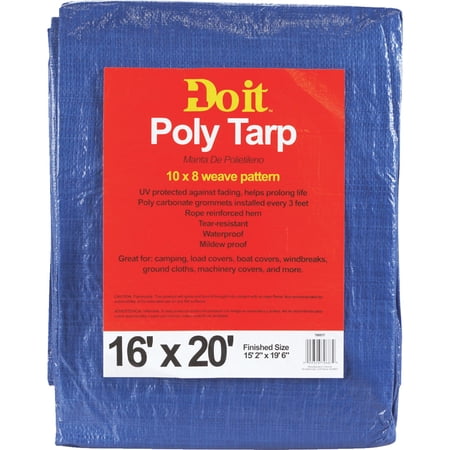 Do it Best GS Tarps Blue Woven Tarp - Medium Duty Durable - 16 x 20 &mdash; Interior & Exterior Use Professional Finish