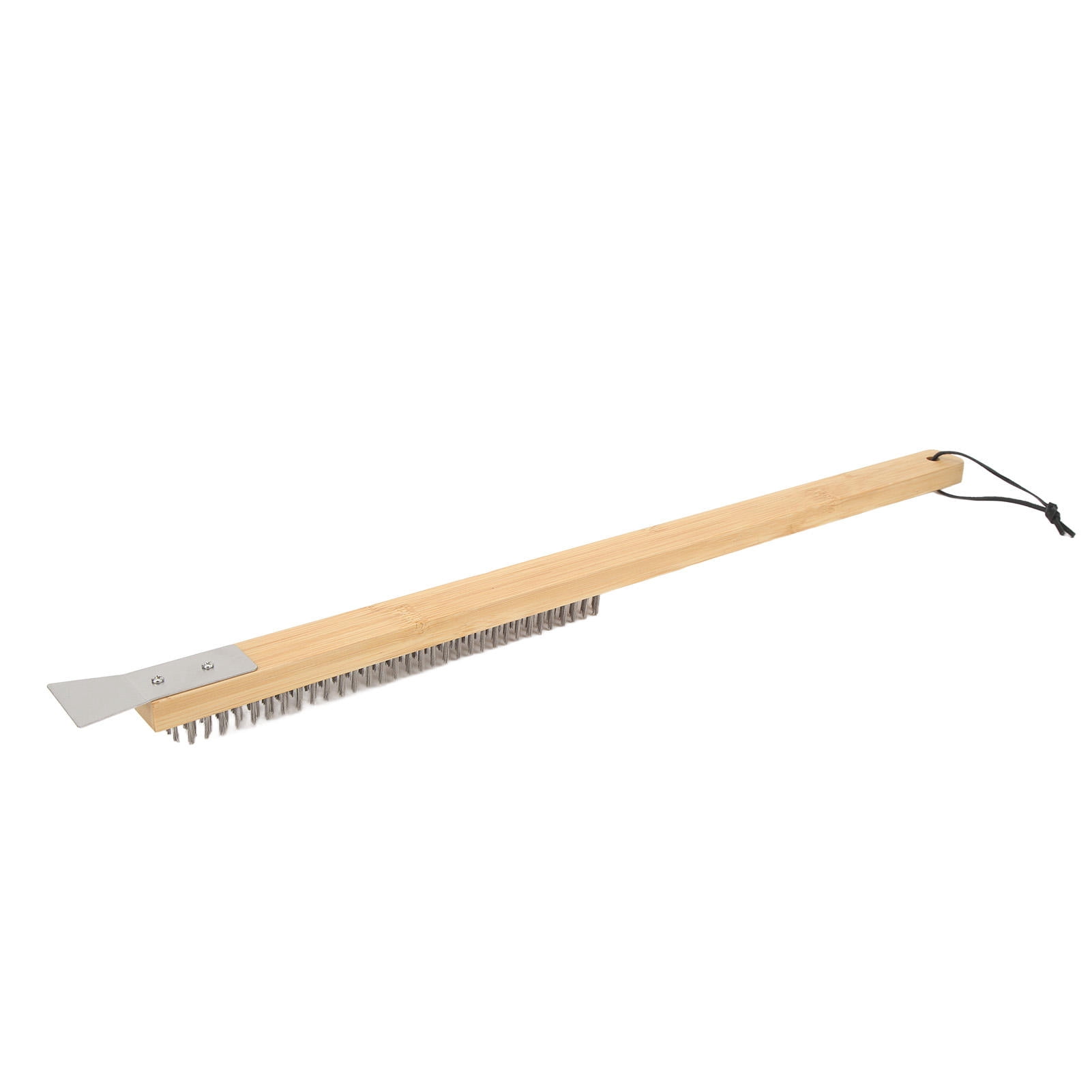YAHHU Bamboo‑Handled Pizza Oven Brush & Scraper – 57.5 cm Long, Heat‑Resistant Wire Bristles for Pizza Stone & BBQ Grill Cleaning