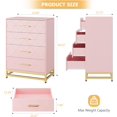 thumbnail image 2 of Jojoka 4-Drawers Dresser for Bedroom Chest of Drawers, Wood Nightstand Storage Organizer Cabinet with Metal Handle for Living Room, Entryway, Hallway, Pink, 2 of 8
