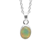 Earth Gems Jewelry Genuine Ethiopian Opal Necklace Sterling Silver Pendant Minimalist Pendant Necklaces for Women