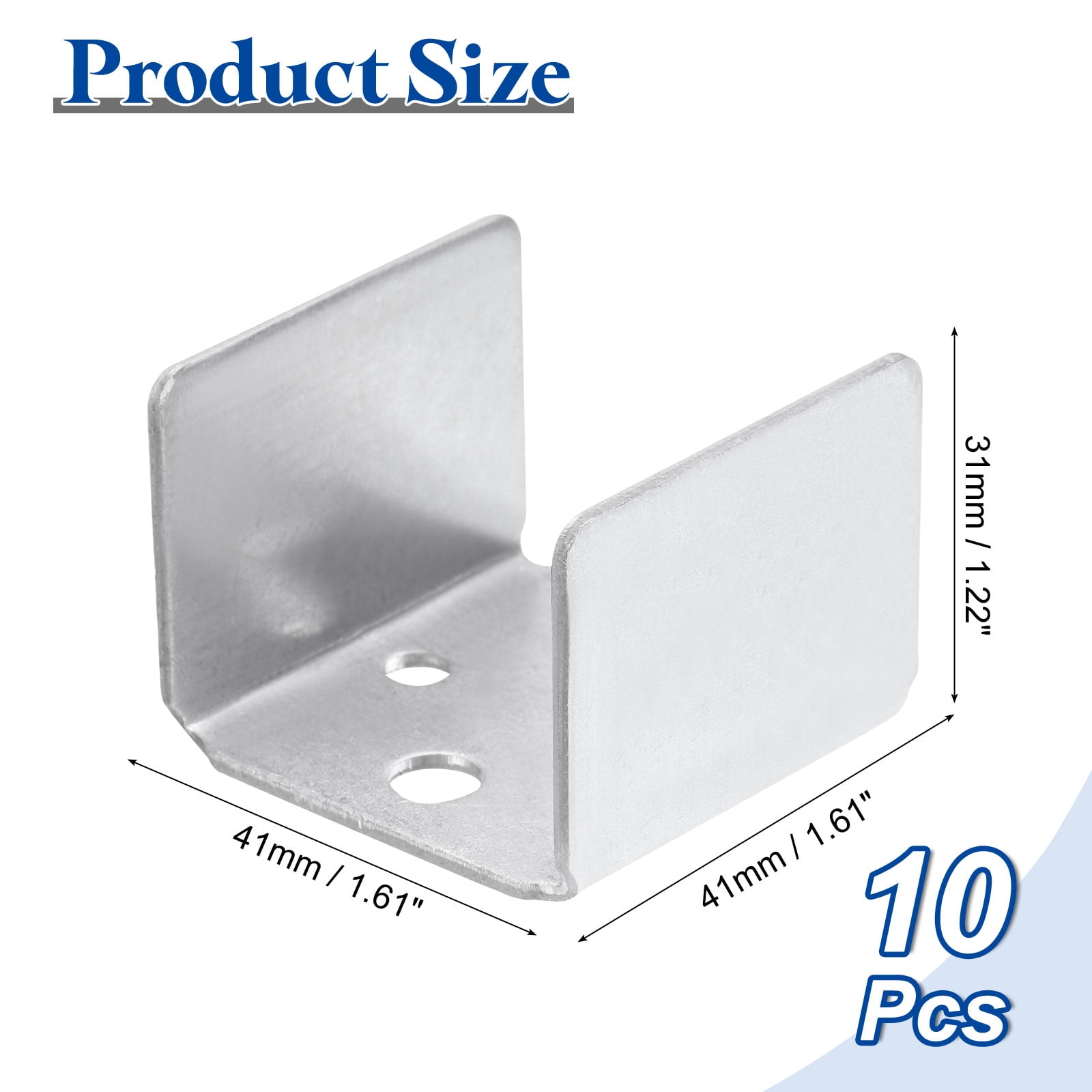 10pcs U Bracket for 1.61" Panels, 41x41x31mm Metal U Shaped Fasteners Brackets