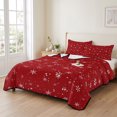 thumbnail image 2 of Quilts Full Size Bedding Set, Christmas Snowflake Lightweight Quilted Comforter, Xmas Snowy Winter Farmhouse Red Soft Reversible Bedspread Coverlet with Pillow Covers for All Season, 78" x 90", 2 of 9