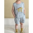 thumbnail image 1 of Ropa de verano para niños, conjunto deportivo para niños, chaleco y pantalones cortos con estampado de dinosaurio para niñas, traje informal sin mangas, 2 uds., 1 of 6