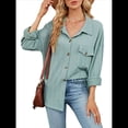 thumbnail image 2 of Blusas Informales de Larga Extragrandes con Botones y Cuello Halter para Mujer Verde XXL, 2 of 10