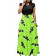 thumbnail image 2 of TIMIFIS Robes Maxi d'Halloween pour Femmes Manches Courtes Cosplay Fête Robe Évasée Vintage Horreur Citrouille Imprimée Fête Bal Automne/hiver, 2 of 5