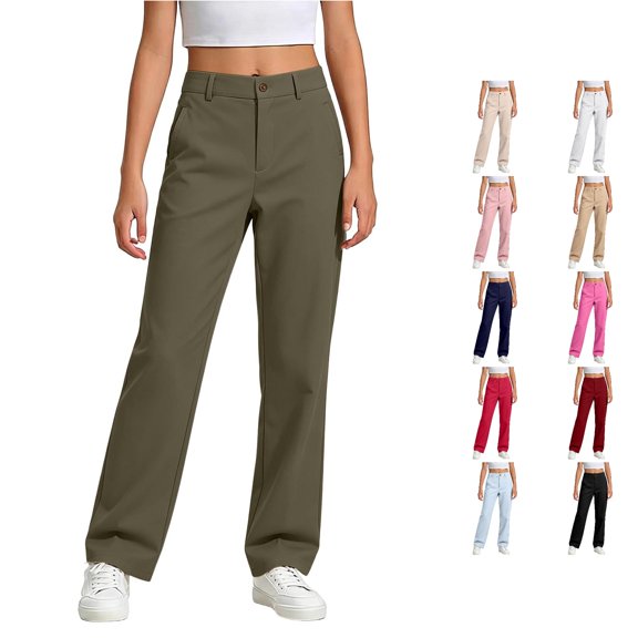 XAOFW Boys Girls Back To School Pants Elastic Waist Stretchy Pull On Chino Trousers Uniform Pants For Girls Kids Versatile Bottom 5-6 Years