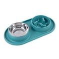 thumbnail image 1 of Comida sin derrames Plato antideslizante de silicona Comedero lento extraíble con plato de acero inoxidable para agua y comida para perros y gatos, 1 of 4