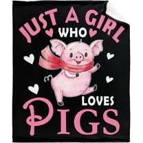 Just Girl Loves Pigs Blanket Soft Blankets and Throws Flannel Cozy Lightweight Quilt Gift Perfect for Bed Sofa Couch-40 x30 Extra Small for Pets