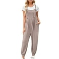 thumbnail image 2 of ClodeEU Women's Sleeveless Adjustable Straps Jumpsuits,Loose Harem Bib Jumpsuits with Pockets Khaki,Womens Plus XL, 2 of 5