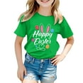 thumbnail image 1 of MIASHUI T-Shirt Garçon Drôle Imprimé Lapin de Pâques Manches Courtes pour Filles, Vert, 4-5 Ans, 1 of 4