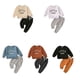thumbnail image 5 of Qarigey Conjunto de ropa para niño, traje de otoño, pantalones para chico, traje de Color sólido, acabado de piel transpirable, cierre conjuntos de ropa Marrón 90cm, 5 of 6