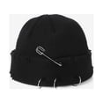 thumbnail image 5 of Gorro tejido a la moda, gorros Punk de Hip Hop para hombres y mujeres, gorro de melón sin ala con anillo de Metal, gorro de ganchillo cálido para invierno, Gorras, 5 of 5