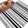 thumbnail image 2 of 6'x9' Area Rugs, Black Grey Stripes Indoor Outdoor Area Rug for Living Room Bedroom, Simple Striped Lines Minimalist Modern Washable Bathroom Rugs Kitchen Floor Carpet Mats Home Decor Aesthetic, 2 of 8