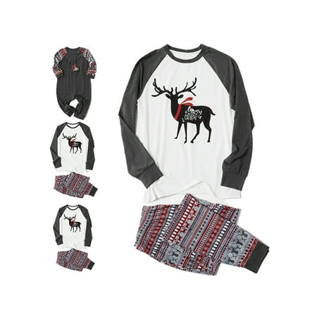 

Avamo Santa Christmas Pjs Matching Set for Family Holiday Christmas Matching Pjs Set with Reindeer Print Xmas Sleepwear Loungewear Jammies for Couples and Kids