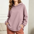 thumbnail image 2 of Essentials Hoodie Zaewscy Women's /Winter Casual Solid-Color Long-Sleeve Hooded Sweatshirt With Pockets Pink L, 2 of 9