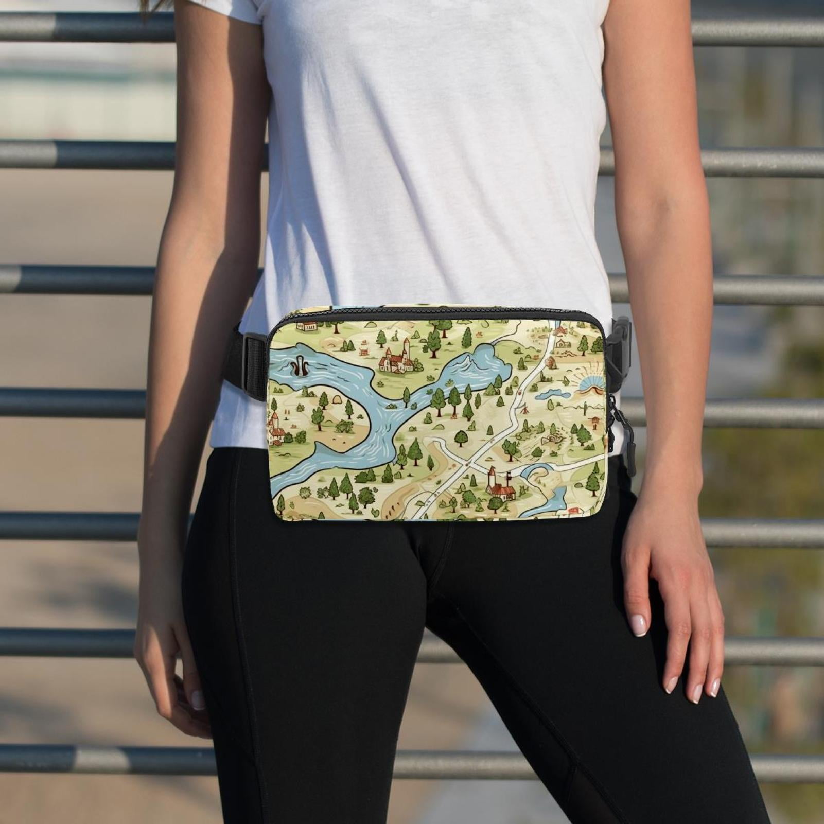 Map Lightweight Adjustable Fanny Pack with Extension Strap, Unisex Waist Bag