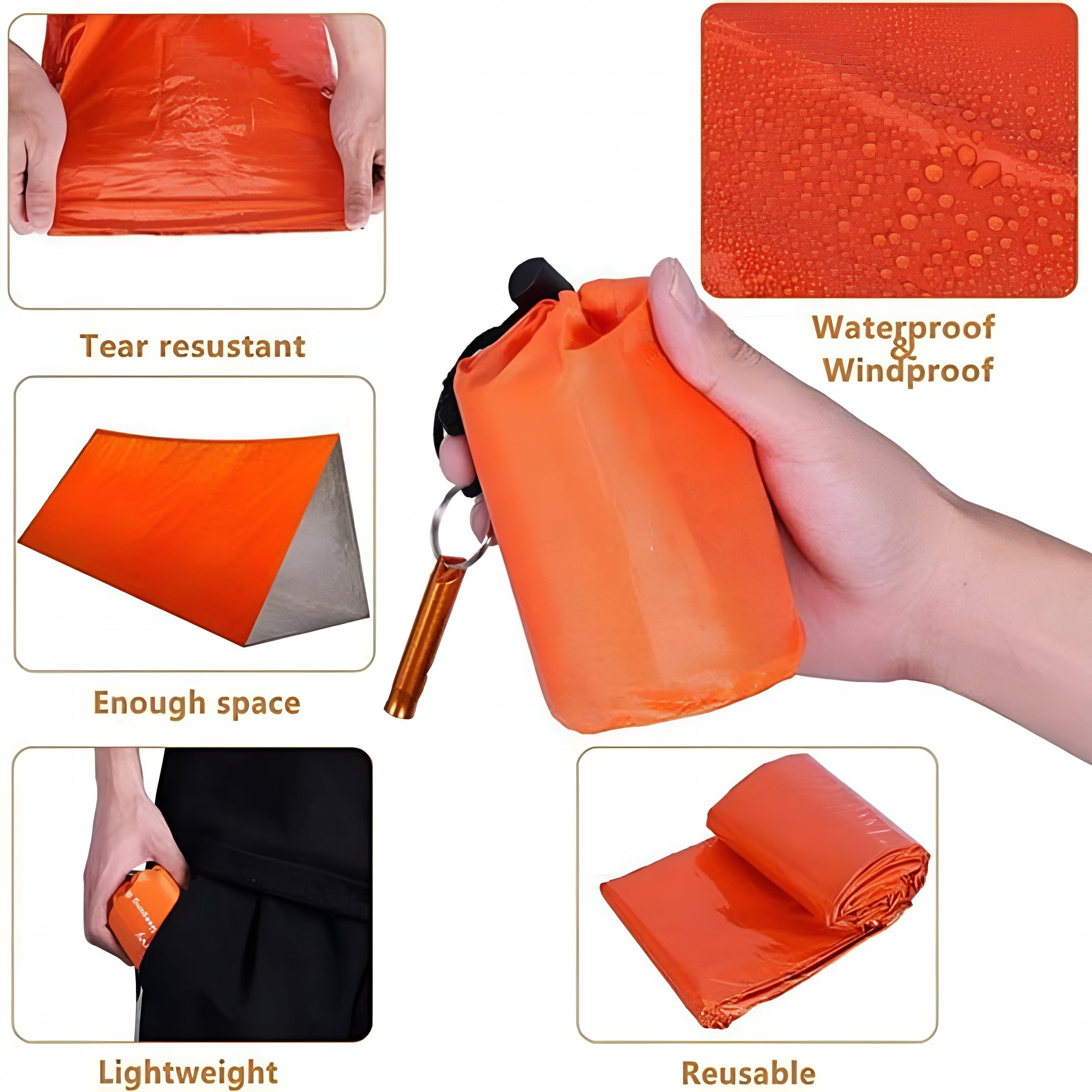 XIBUFE 2026 New Emergency Sleeping Bag, 84"X36" Waterproof Emergency Sleeping Bags for Survival, Pocket Size Survival Blanket, Thermal Bivy Sack for Outdoor Camping, Hiking