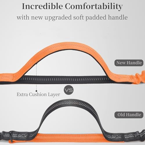 Retractable Hands Free Dog Leash - Dual Handle Bungee Waist Leash for Small, Medium and Large Dogs (Medium/Large, 25-150 lbs, Orange)