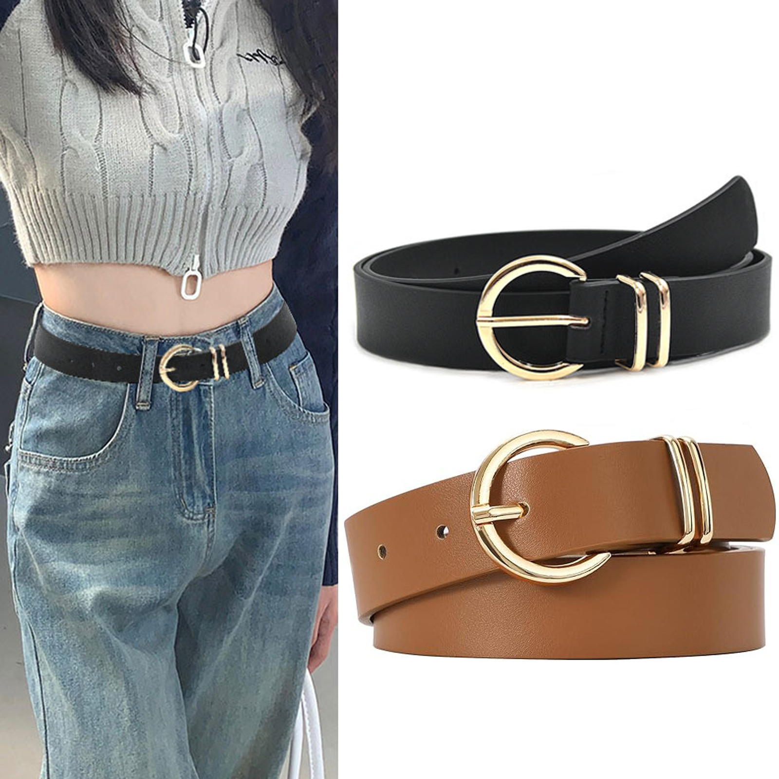 SENDEFN Women's Leather Belts, 2-Pack photo 2