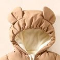 thumbnail image 5 of 6-12 Months Newborn Baby Winter Snowsuit Bear Ear Hooded Padded Romper Fleece Lined Color Block Zipper Jumpsuit Infant Cold Weather Outfit, 5 of 7