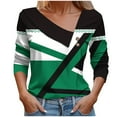 thumbnail image 3 of DDAPJ pyju Fall Tops for Women Trendy Casual V Neck Long Sleeve Shirts Geometric Graphic Print T Shirt Ofertas Hoy Liquidación Green S, 3 of 6