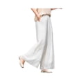 thumbnail image 4 of Lumtrix Wide Leg Linen Pants for Woman High Waisted Flowy Comfy Palazzo Pants Embroidery Graphic Work Trousers White 2XL, 4 of 5