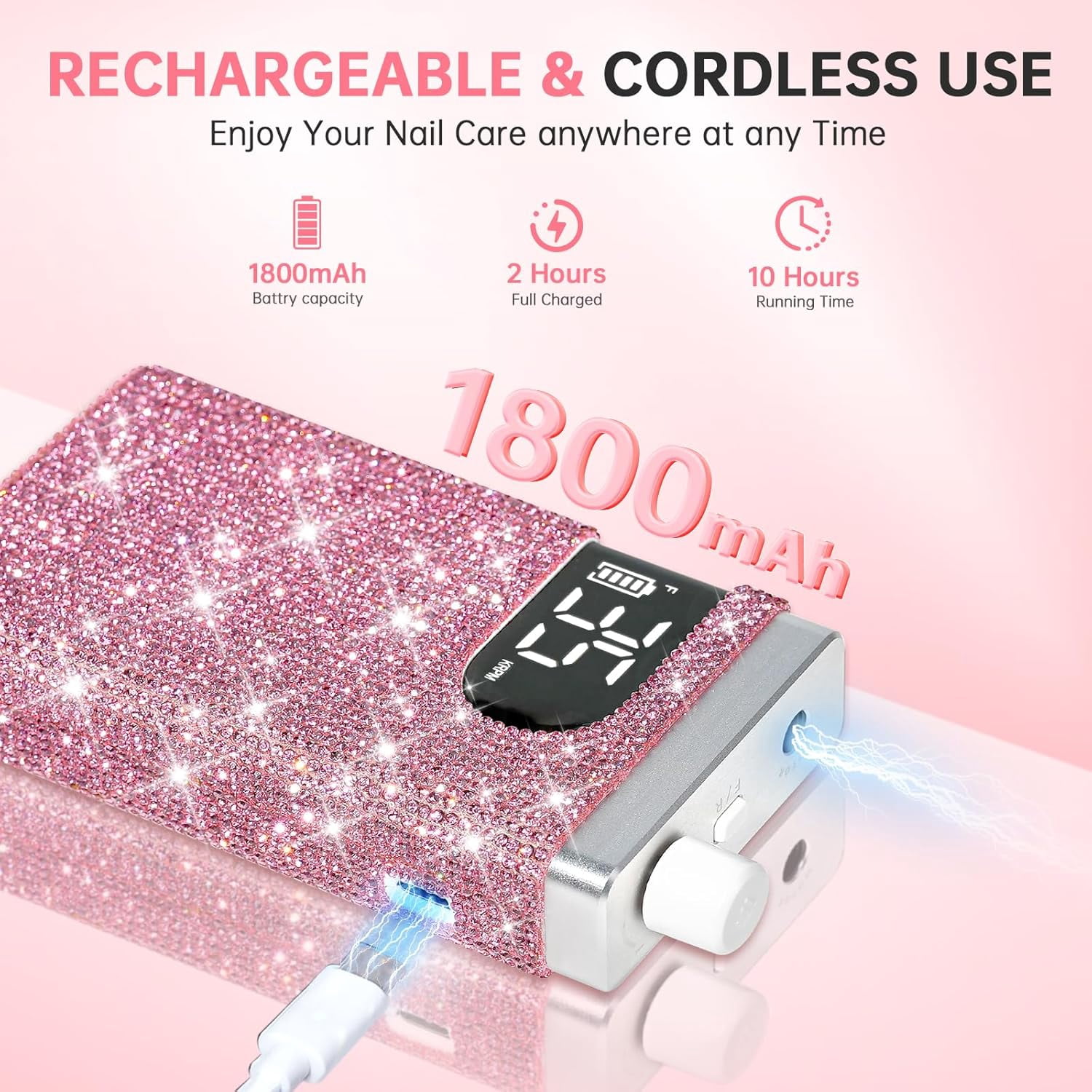 UV LED Nail Lamp, 48W Plug-in Mini Diamond Nail Dryer& Rechargeable 35000RPM Nail Drill&Nail Dust Collector, Dust Collector Nail Tech for Nail Salon