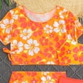 thumbnail image 4 of BOBOGOJP Girls 4 Swimsuit Set Print Bathing Suit with Quick Dry Modest Beach Swimwear Orange for Size 9-10 Years, 4 of 6