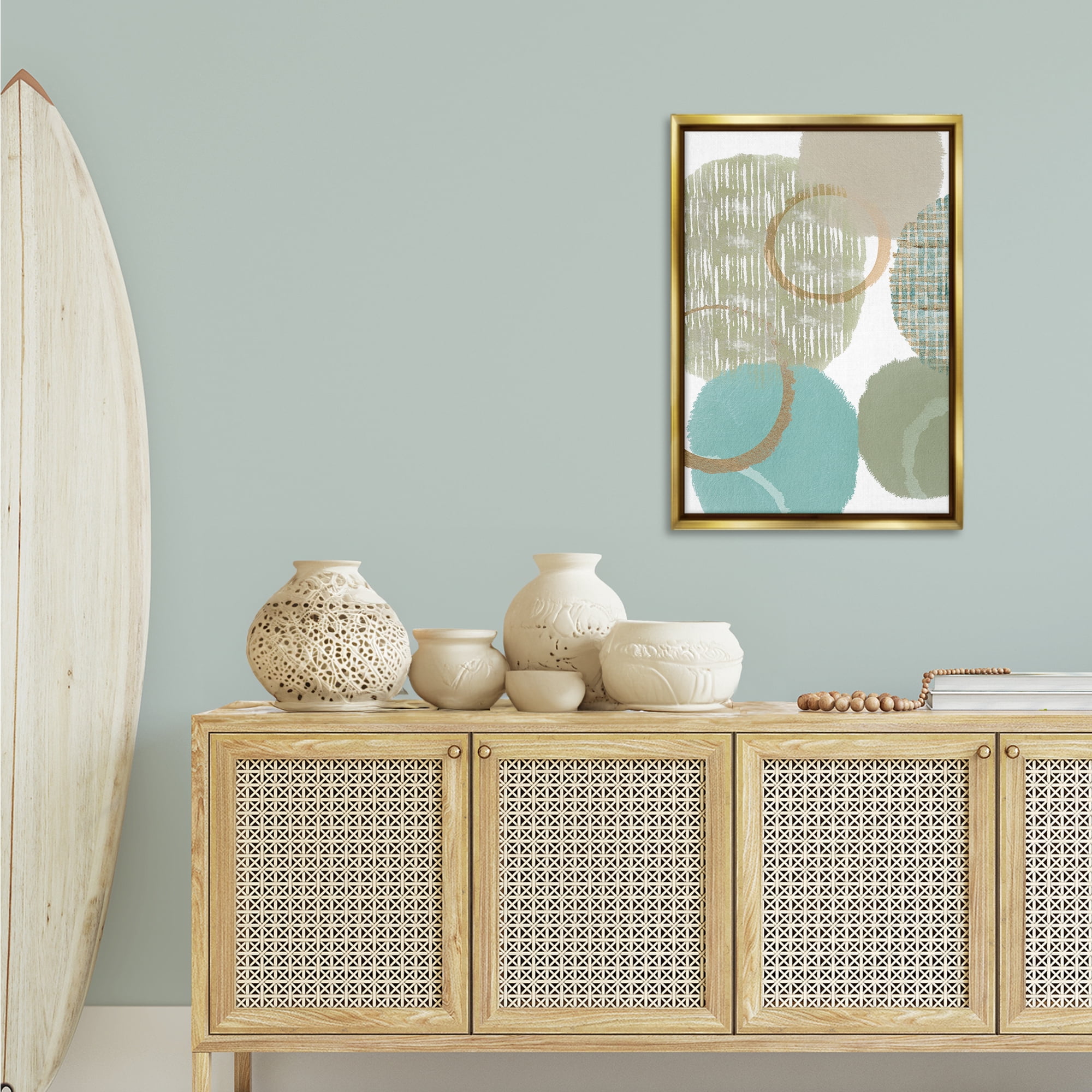 Stupell Industries Good Times Abstract Shapes Abstract Painting Gold Floater Framed Canvas Art Print Wall Art, 21 x 31