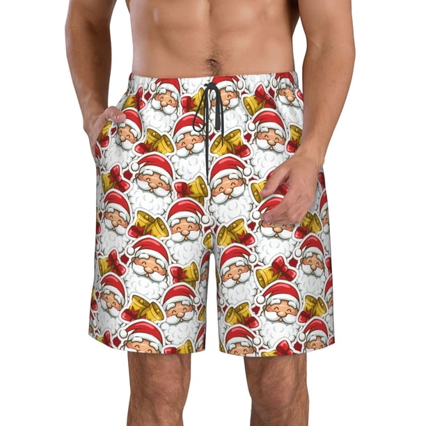 Balery Santa Claus bells Traje de Baño Estilo Hawaiano para Hombre, Shorts de Secado Rápido con Bolsillos-Medium