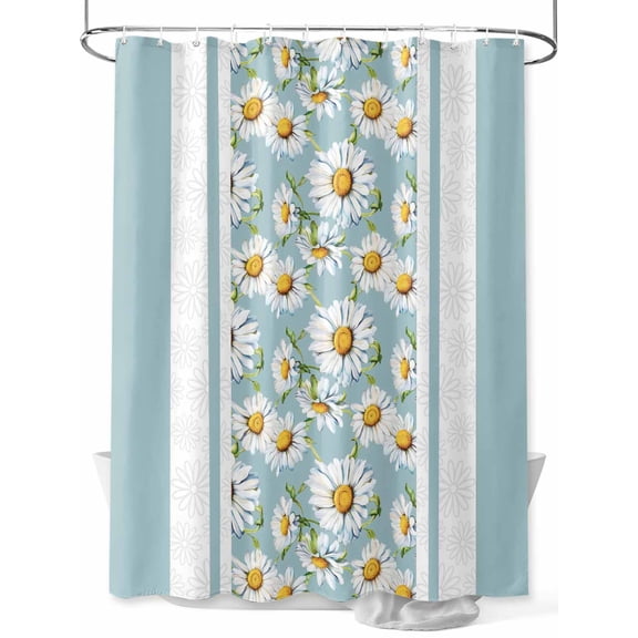 Shower Curtain Blue Daisy Shower Curtains for Bathroom, Waterproof Polyester Shower Curtain Set with Hooks, Small Stall Size 36" x 72" Watercolor Flowers