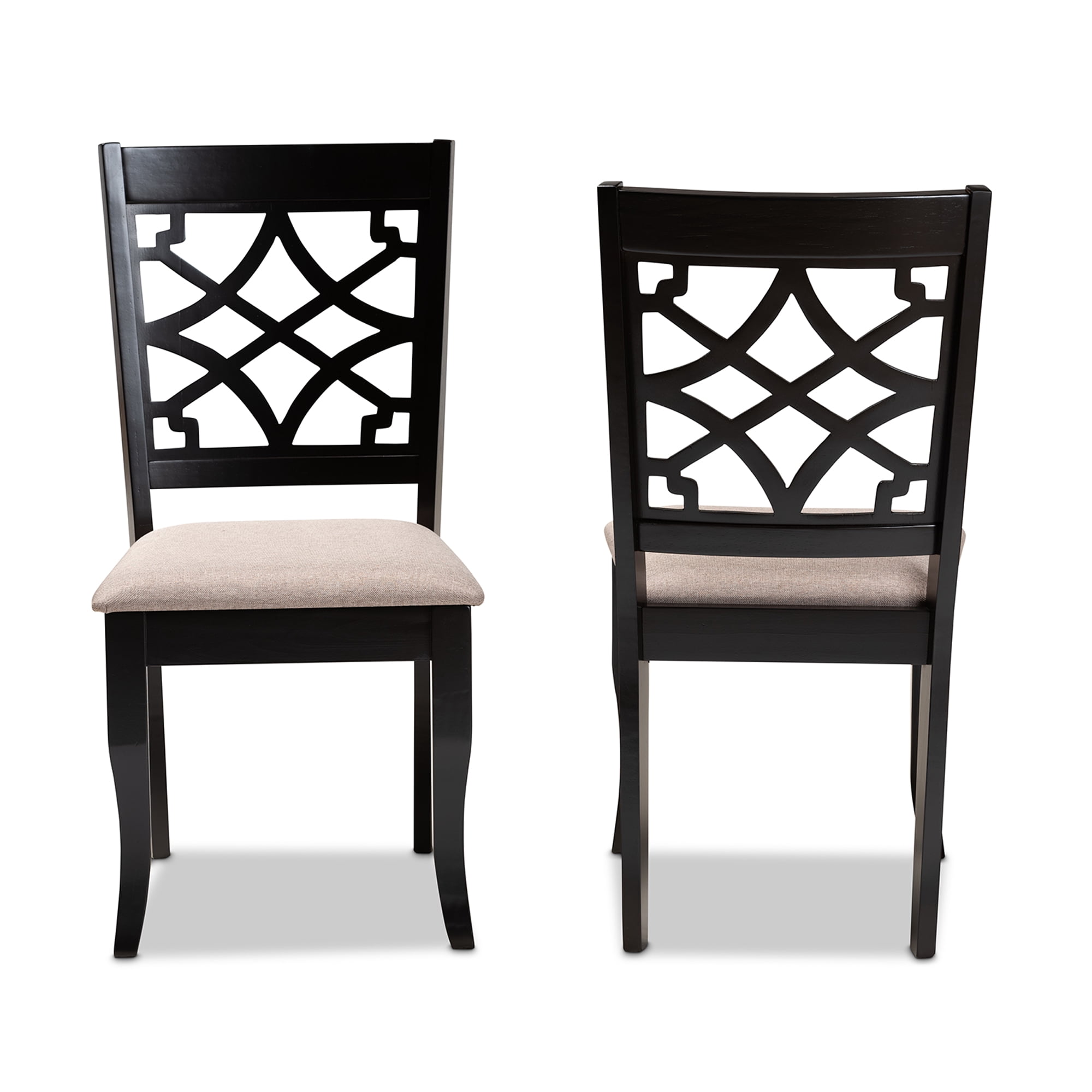Baxton Studio Mael Modern and Contemporary Sand Fabric Upholstered and Espresso Brown Finished Wood 2-Piece Dining Chair Set