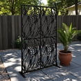 thumbnail image 2 of Tcbosik 72"H x 45"W Metal Privacy Screen for Outdoor & Indoor, Freestanding Decorative Privacy Fence Panel for Deck, Porch, Patio, Garden, Backyard, Poolside, Black, 2 of 6