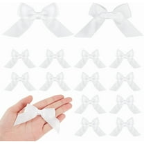 50 PCS White Satin Ribbon Bows 2.2 Inch Self Adhesive Bowknots Decoration Premade Bows with Double-Sided Tape