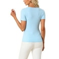 thumbnail image 3 of Allegra K Women's Twist Front Blouse Short Sleeve V Neck Casual Top, 3 of 5