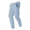 thumbnail image 5 of EHRWE Pants For Men Street Leisure Sports Pocket Drawstring Strap Solid Color Woven Cargo Pants Sweatpants, 5 of 5