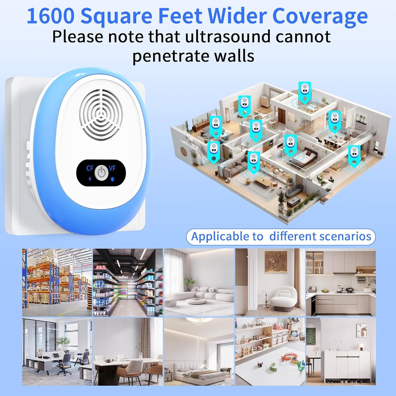 Ultrasonic Pest Control Repeler for Rodents and Insects Indoor, Powerful for Roaches, Mice, Bugs, Mosquitoes, Spiders, Ants
