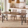 thumbnail image 2 of Solid Wood Dining Table for 4-6, 63 inch Industrial Rectangular Kitchen Table with Spacious Tabletop, Sturdy X-Shaped Metal Legs, Brown and Black, 2 of 10