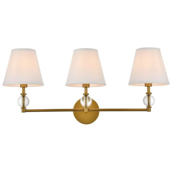 Bethany 3 lights bath sconce in brass with white fabric shade