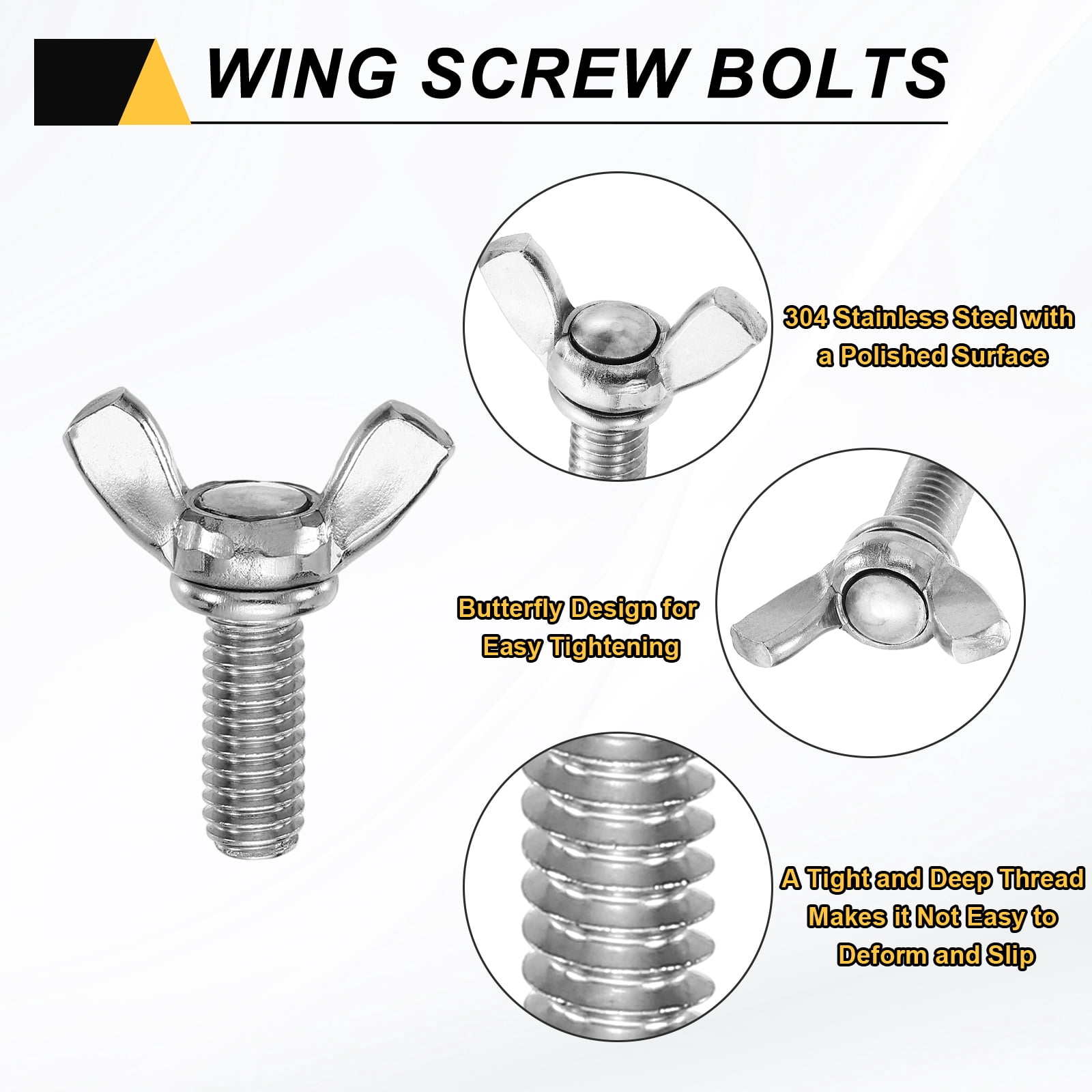 Uxcell 15 Pack 5/16-18" x 3/4" Wing Butterfly Screw Bolts, 304 Stainless Steel Machine Fastener, Thumb Hand Screws for Electronic Equipment, Silver Tone